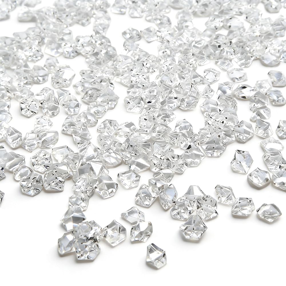 900 sztuk przezroczyste fałszywe lody diamenty plastikowe wielokrotnego napełniania kostek lodu, do wypełnień wazonów dekoracja stołu do domu dekoracja weselna (12 × 14 mm)