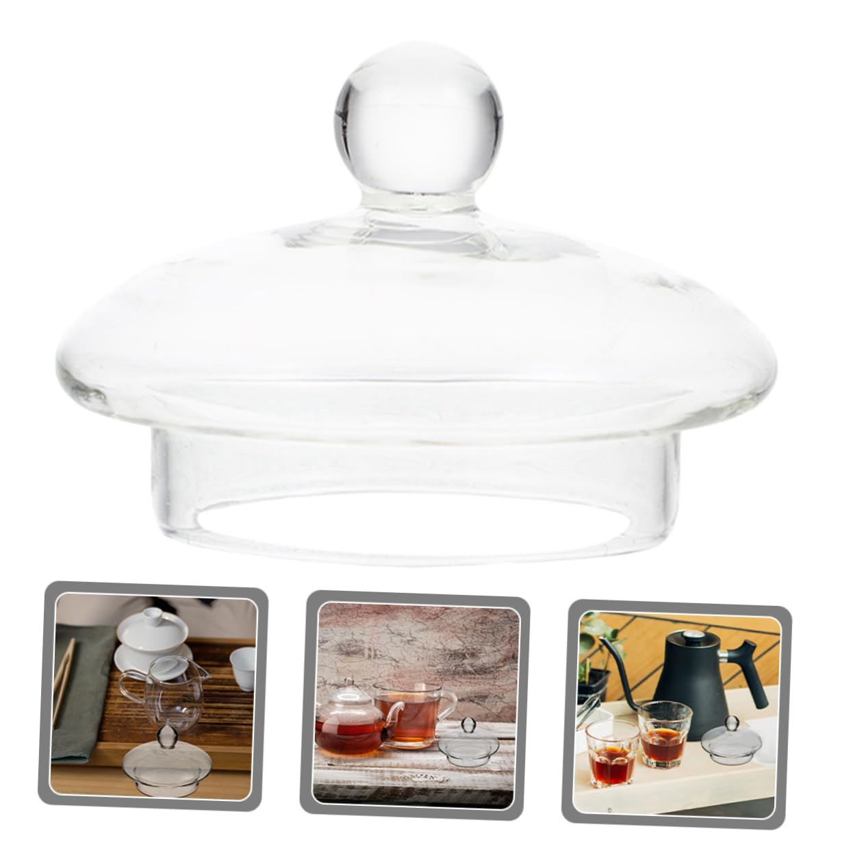 6 Piezas de Tapa de Vidrio para Tetera de 1000ml Borde Liso, Accesorio para Tetera Que Mantiene Libre de Impurezas, Adecuado para Fiestas y Estar en Casa