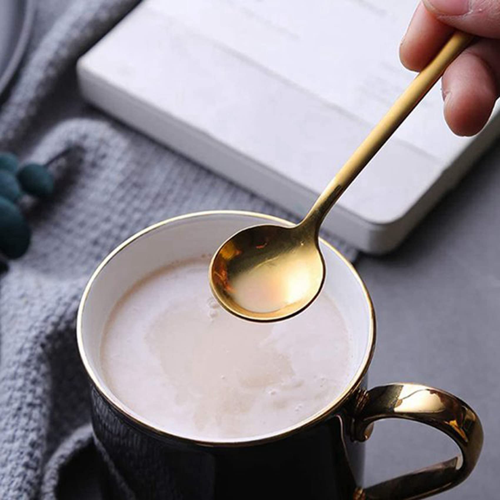 Acier Inoxydable 100 Pièces Cuillères à Cuillères à Café pour Café Sucre Dessert Gâteau Crème Glacée Soupe Antipasto (Or)