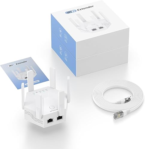 Miniatura 6 de Amplificador de señal WiFi 2024 para el hogar, potente 6 antenas WiFi Booster  hasta 10000 pies cuadrados de cobertura, 1200 Mbps de doble banda 5