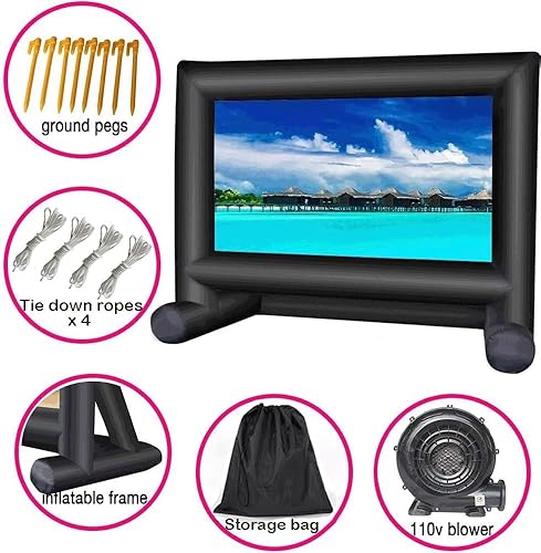 Miniatura 6 de Pantalla de proyector inflable de 18 pies para exteriores, incluye ventilador de inflado, amarres y bolsa de almacenamiento, ideal para fiestas al