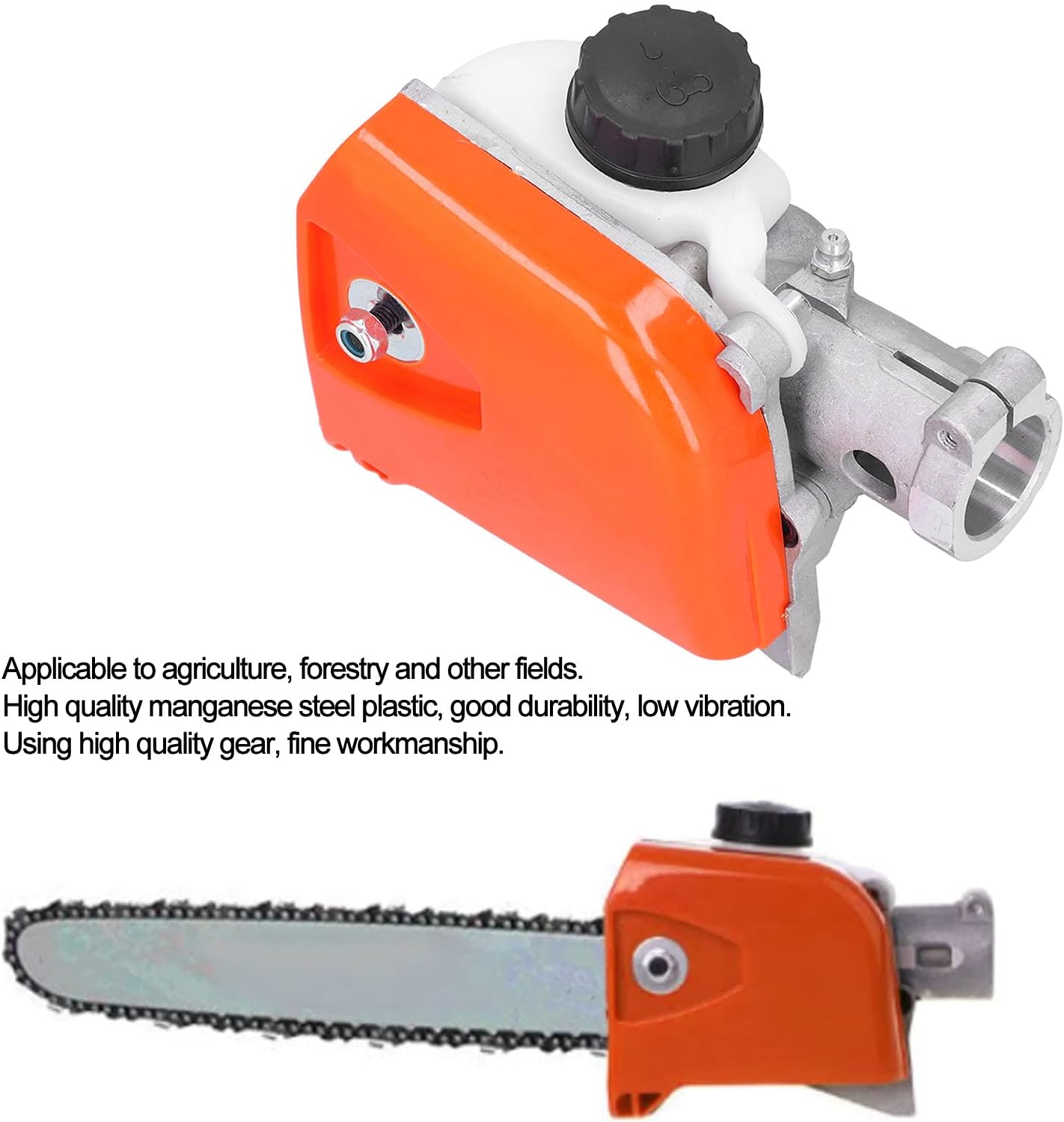 Chainsaw Gearbox Head, Multi Function Pole Saw Pruner Brush Tree Cutter Replacement Tool Gears Assembly Attachment Part for Hedge Trimmer Lawn Mower High Branches Saw Garden Gearhead(26mmx7 Teeth)