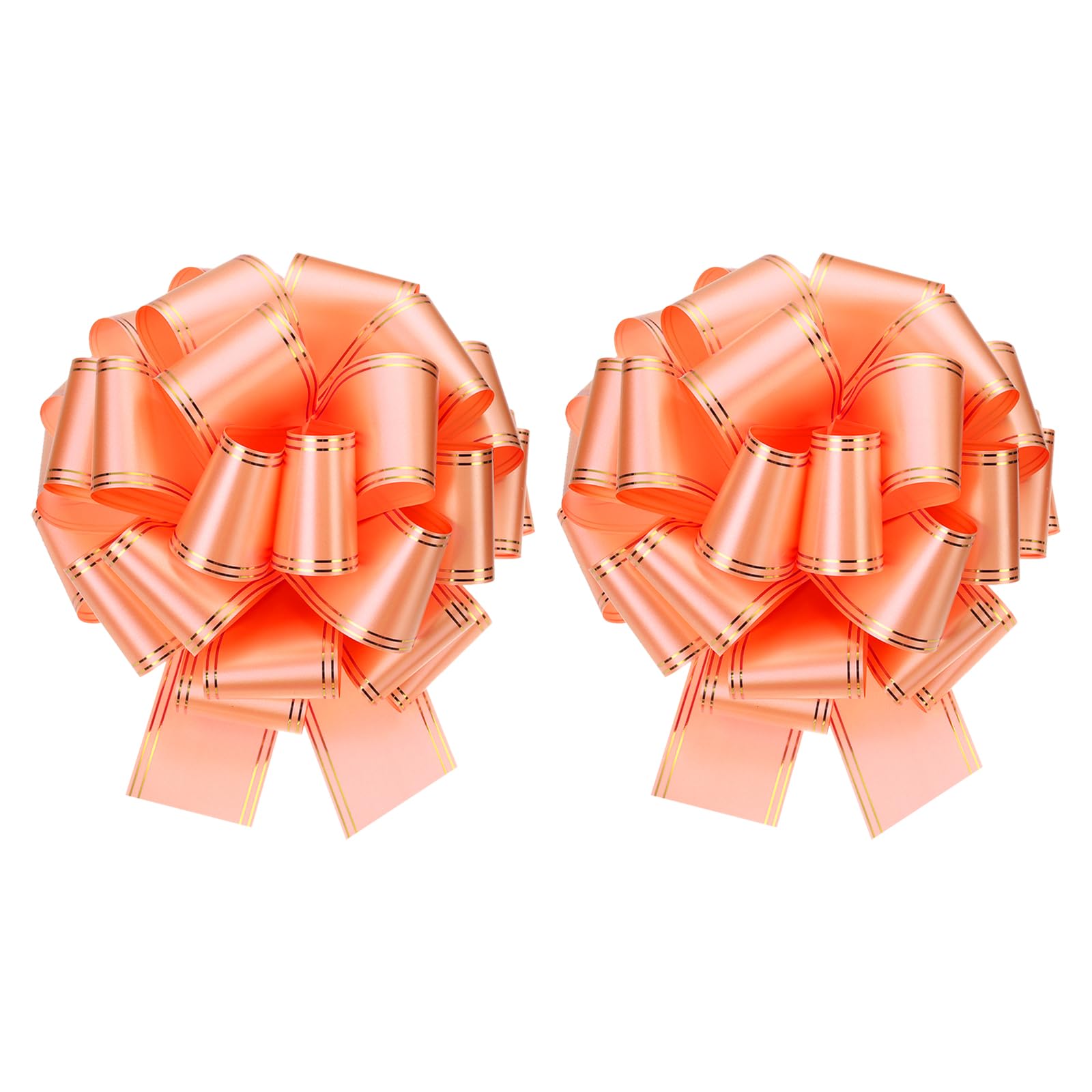 sourcing map 2 Pcs 10 Inch Giant Large Pull Bow Big Metallic Car Bows Ribbon with Gold Edge for Wedding Presents Gift Wrapping Christmas, Rose Gold