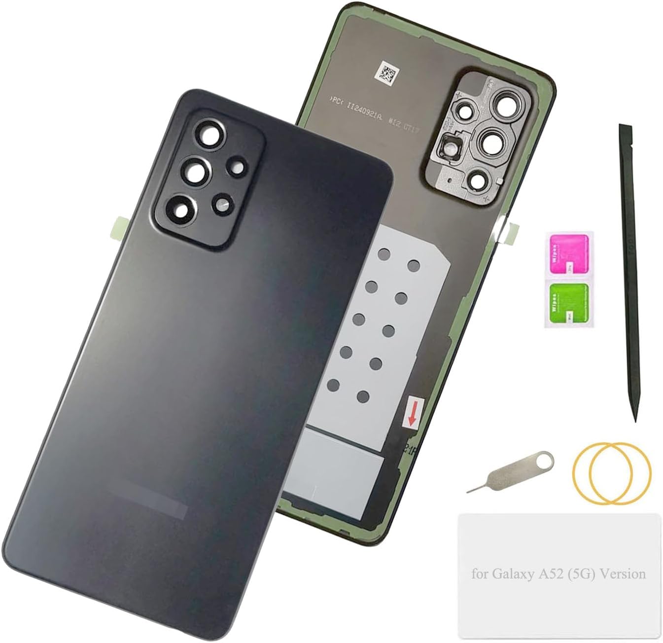 A52 5G Back Cover Replacement Rear Battery Housing Door Parts for Samsung Galaxy A52 5G A526U 6.5 Inch (not ok for A52s) (Black)