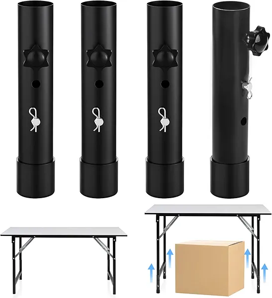 XGIDXFZ 4 Pack Folding Table Leg Extenders,Metal Extensions for Straight and Bent Legs Table Height Extenders for Rise 3.6"/5.23" Improving Your Back Pain