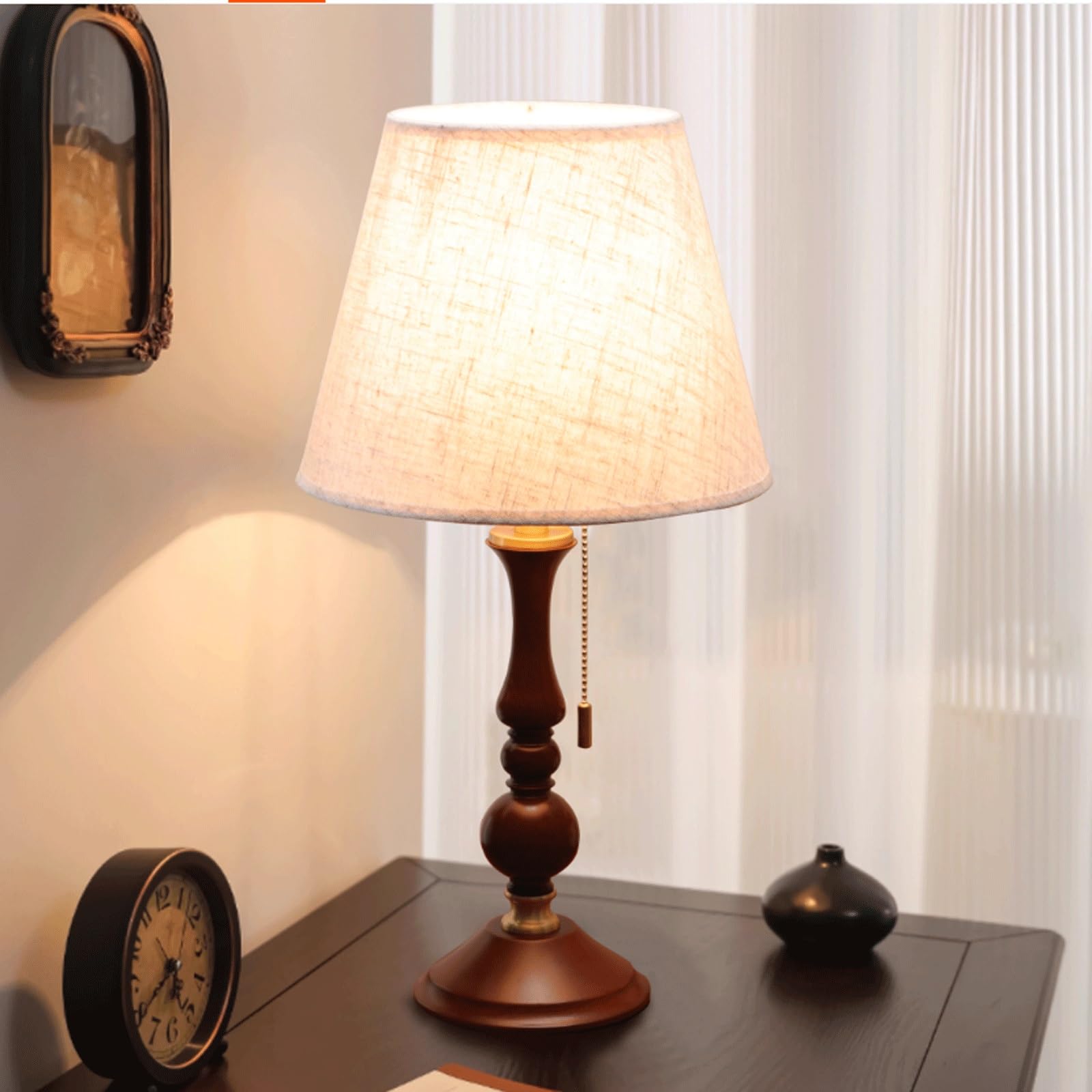 Lampada da tavolo retrò in legno, paralume in vetro accanto alla lampada da notte, lampada decorativa creativa for camera da letto, soggiorno, scrivania lampada da scrivania