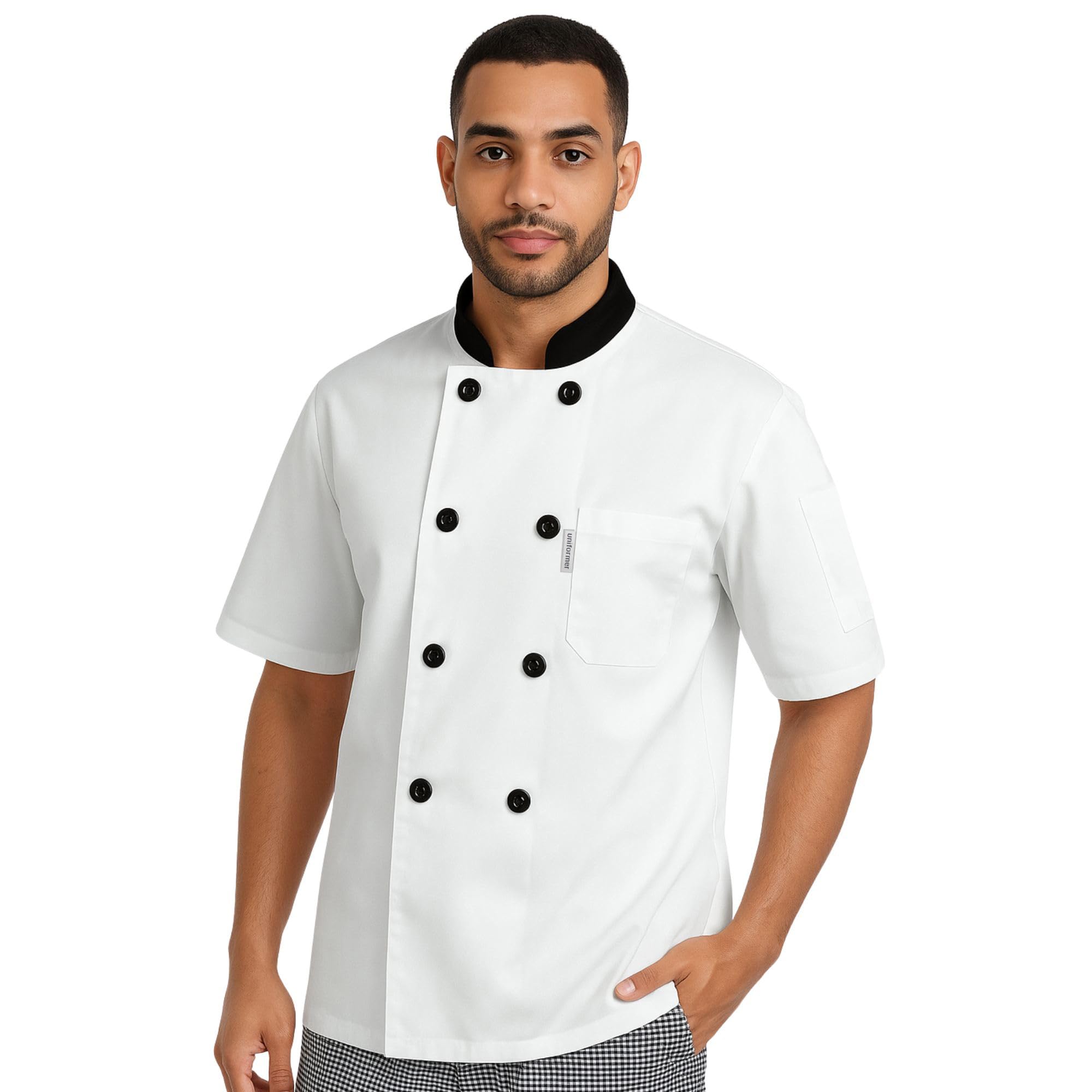 Half Sleeves Chef Coat for Men | Double-Breasted Chef Coat With Reversible Closure | Comfortable & Stylish | Easy Care & Breathable | Ideal for Chefs, Cooks, and Kitchen Staff