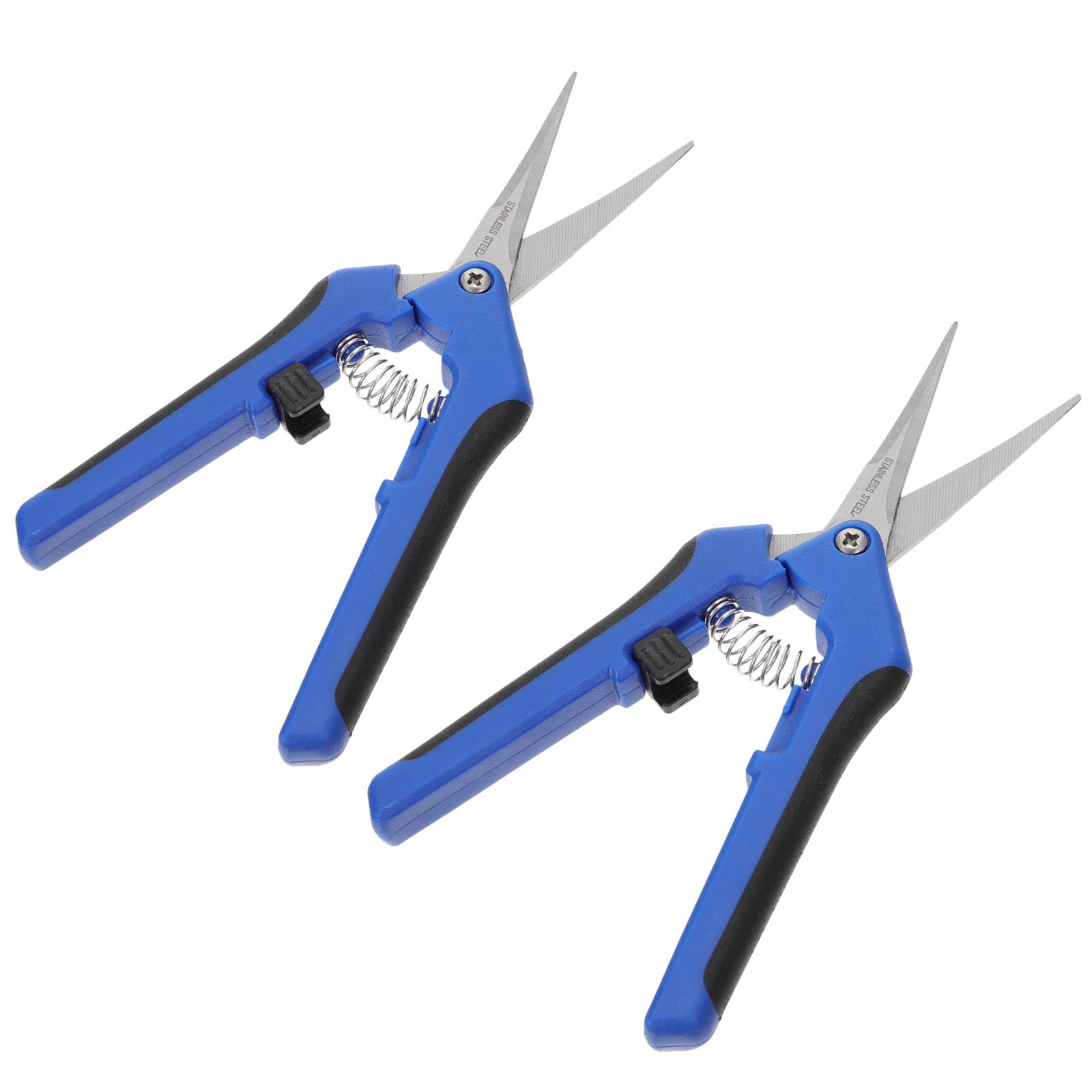 2Pcs Stainless Steel Pruning Shears and Garden Twig Clippers for Flower and Branch Cutting, Straight and Head Gardening Scissors, Reliable Handheld Garden Pruning Tools for