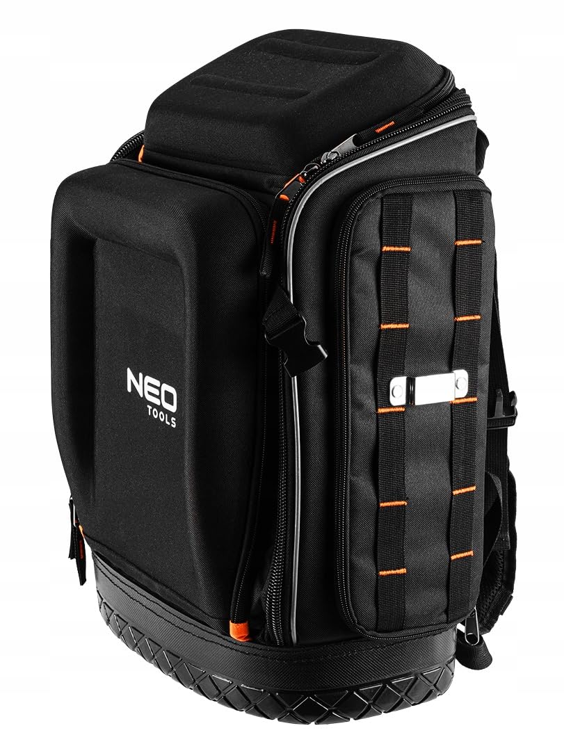 NEO TOOLS Mochila para herramientas (20 l), bolsillos para accesorios | Mochila de herramientas con base de goma, resistente con refuerzo, para electricistas, fontaneros
