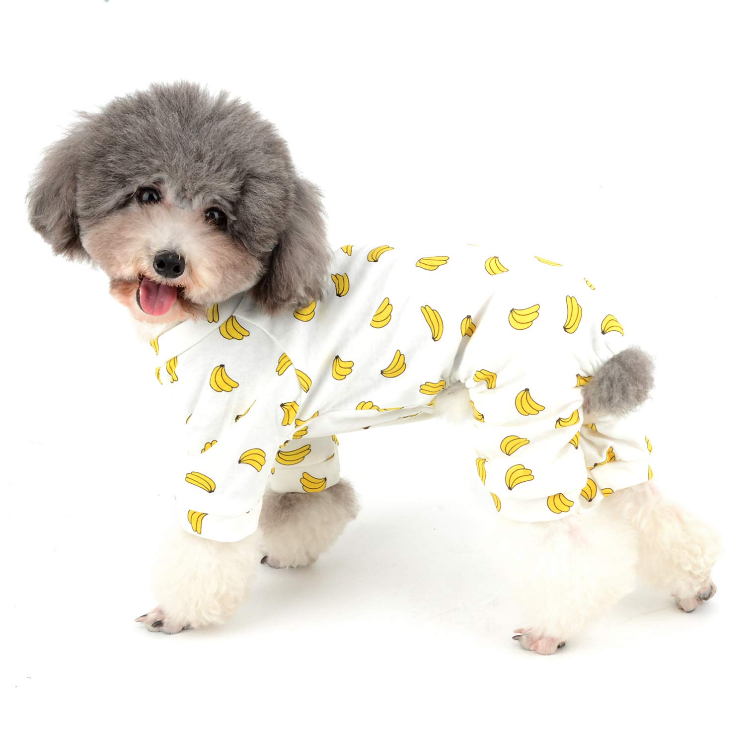 Ranphy Dog Cotton Pajamas Doggy Adorable Print Jumpsuit Pet Cute Banana Pattern Pjs British style Doggie Rompers Pyjamas Clothes Size M — image 1