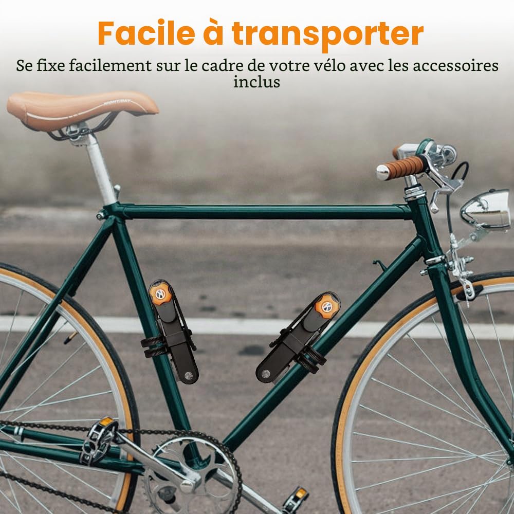 mizikuu Antivol De Vélo Pliable, Serrure de Vélo Portable en Acier Trempé Avec Support Haute Sécurité Antirouille et Antivol Serrure à Combinaison Longueur 85 cm pour Bicyclette, Scooters, Moto, Noir