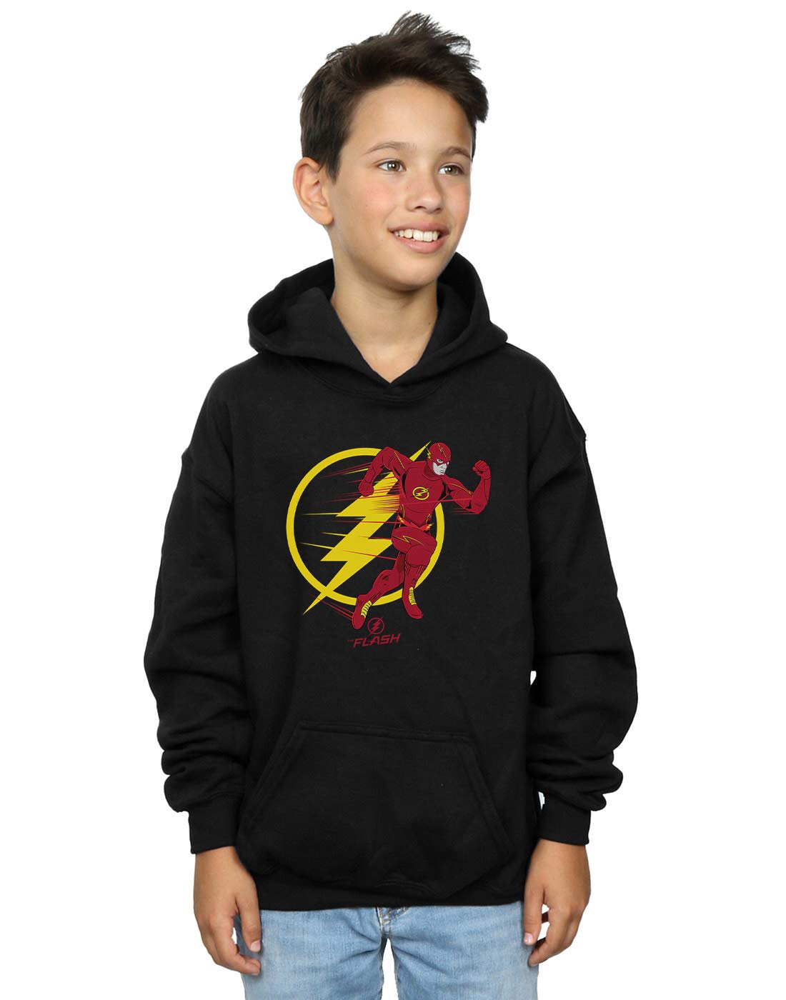 DC Comics Boys The Flash Running Emblem Hoodie Black 12-13 years