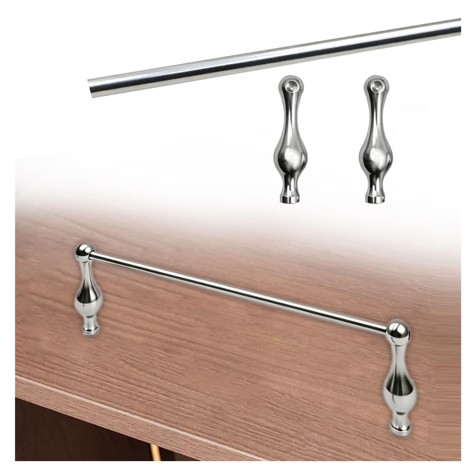 Hphdfs Style C Tipping Rail Bar Silver 95 85 75 70 65 60 55 50Cm, Metal Shelf Guard Railing Decor For Hanging Shelving, Shoe Racks, Detachable Cabinet Fence With End Caps & Screws(,8In/20Cm)