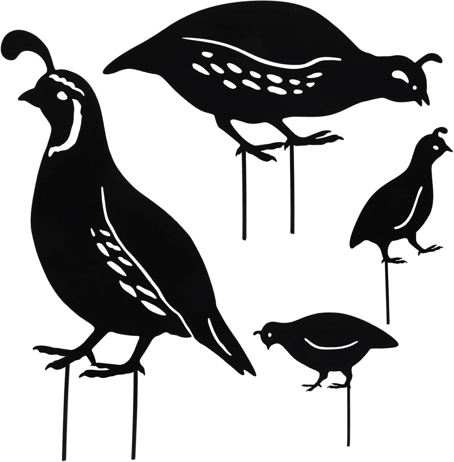 NUOBESTY 4pcs Metal Quail Garden Decorative Statues