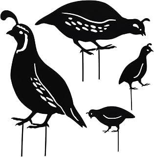 NUOBESTY 4Pcs Metal Quail Statue Stakes Standing Iron Quail Sculptures for Outdoor Yard Garden Lawn Patio Art Decorations