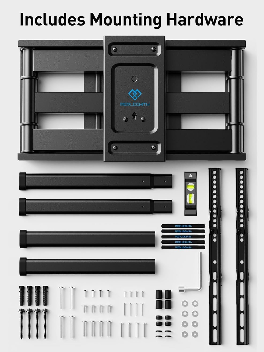 PERLESMITH Full Motion TV Wall Mount for 37-82 inch TVs, TV Mount up to 132lbs Max VESA 600x400mm, Wall Mount TV Bracket with Dual Articulating Arms Swivel Tilt Extension Fits 16” Wood Stud, PSLFK1 - Image 7
