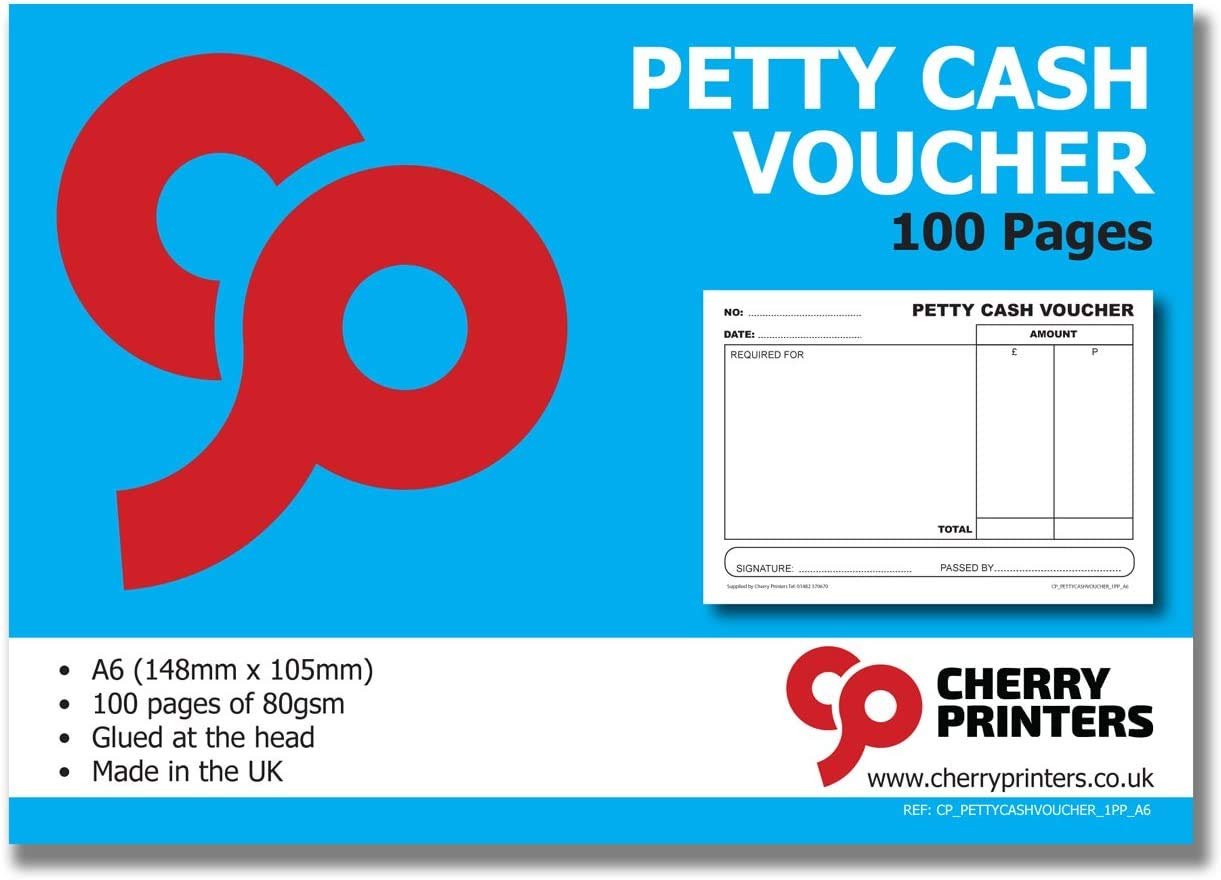 Cherry Petty Cash Voucher Pad A6 148mm x 105mm 100pages 80gsm **10 Pack**