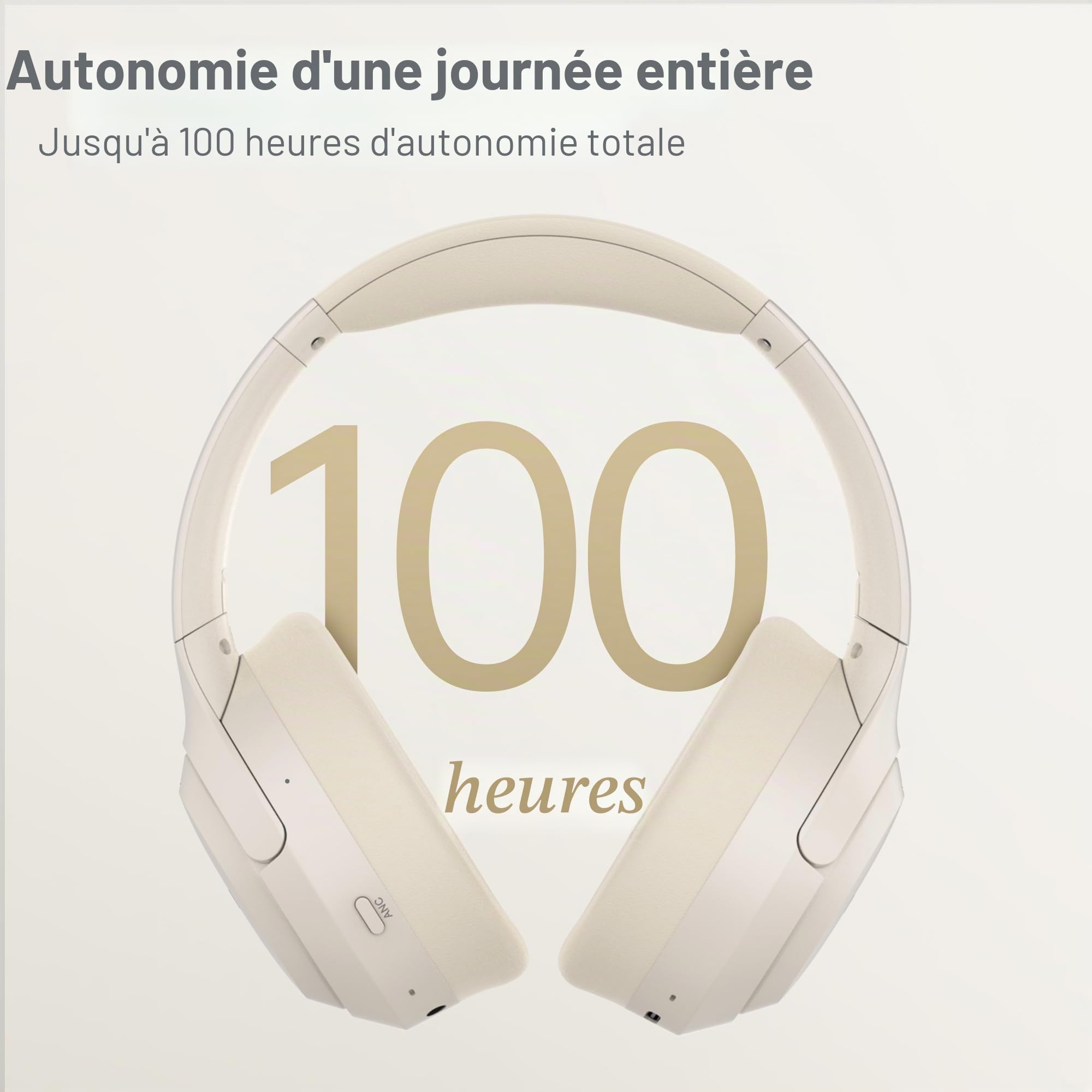 LORELEI QC60 - Écouteurs avec réduction de bruit, sur l'oreille (beige et blanc)