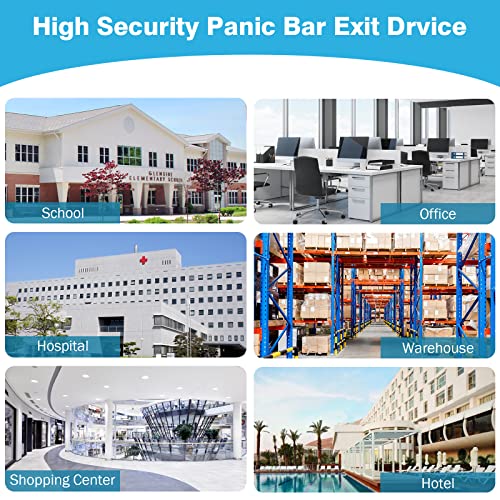 Ironwalls Alarm Panic Bars For Exit Doors 27.5”, Commercial Door Push Bar Panic Exit Device With Alarm, Exterior Door Lever, Stainless Steel Emergency Exit Door Push Bar For 27.5”-41” Doors #TOP7