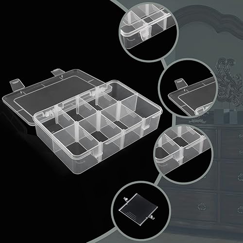 Miniatura 3 de 1 paquete de caja de plástico duro de 8 rejillas con espacio en blanco desmontable para piezas pequeñas, piezas de herramientas de hardware (7.28 x
