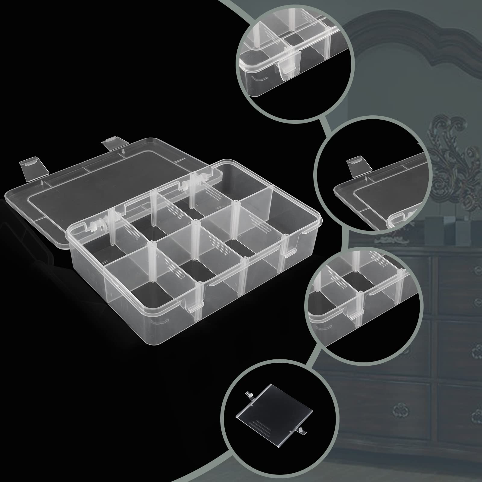 Amazon.com: Cionyce 1 Pack Plastic 8-Grid Case Hard Plastic