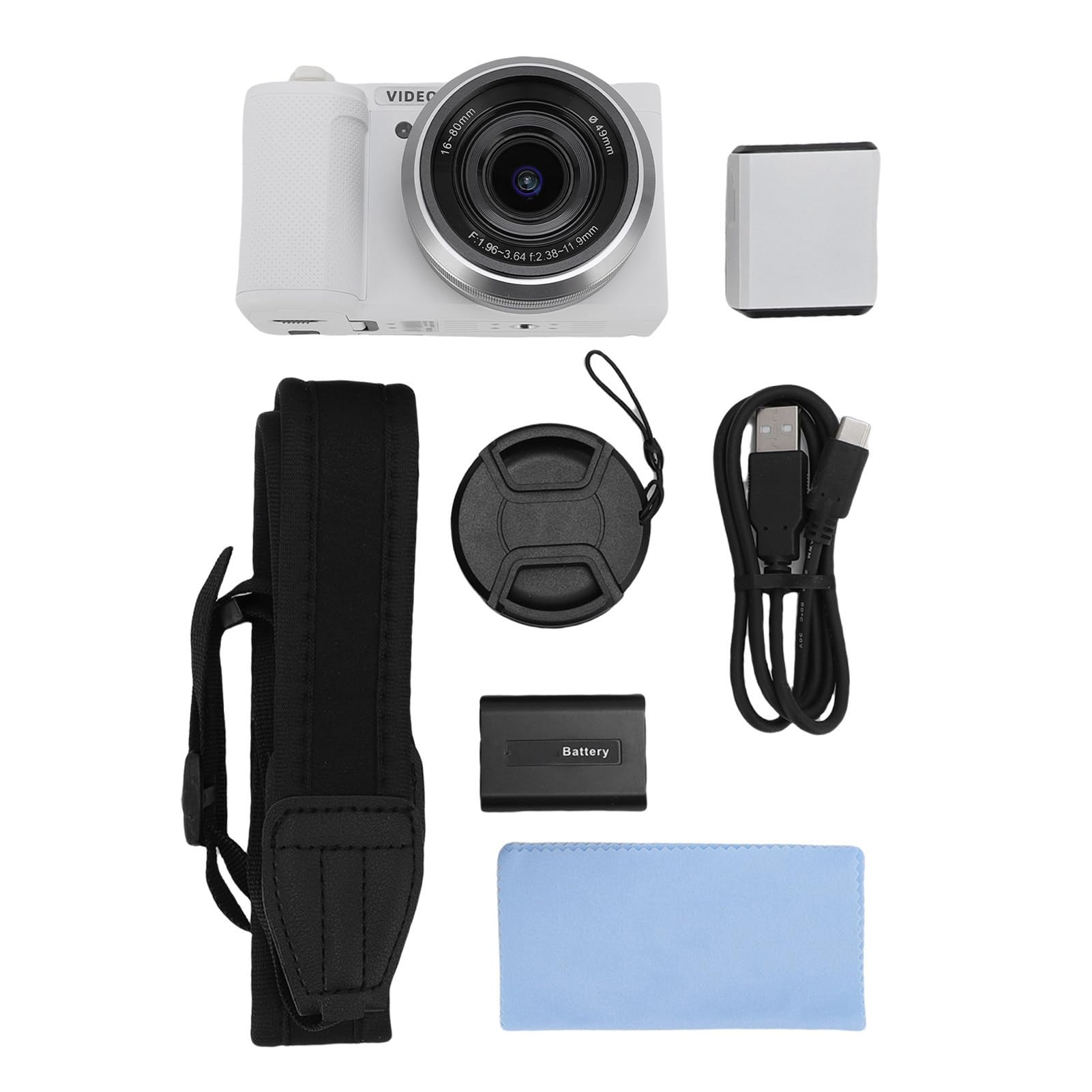 Tbest Kamera 5K WiFi do Vlogów Kompaktowy Mały Aparat z 15-krotnym Zoomem i Balansem Bieli (WHITE)