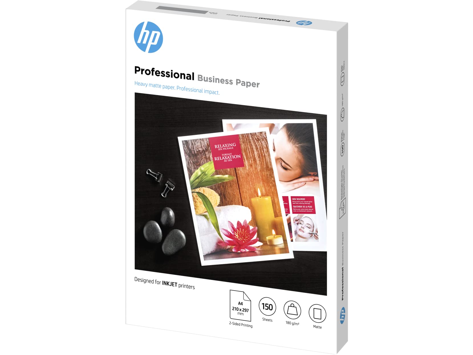 HP Professional Business Photo Paper, 7MV79A, 150 hojas de papel fotográfico mate avanzado, compatible con impresoras de inyección de tinta y PageWide, A4, peso del material de impresión 180 g/m²