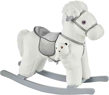 ベビーチェアで馬を揺らす Amazon.co.jp: Qaba キッズ ぬいぐるみ 乗り物 揺れる馬 熊のおもちゃ