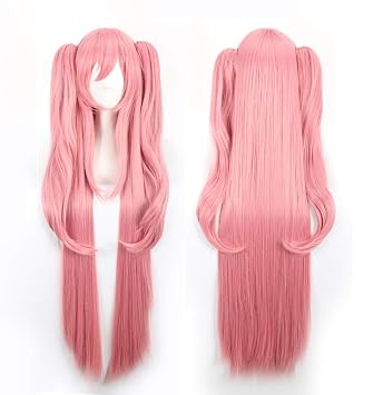 Sharebeauty Super Long Ponytails Wig Straight Synthetic Cherry Pink Cosplay Cosutome 39" Wig with 2 Clip In Claw Ponytails