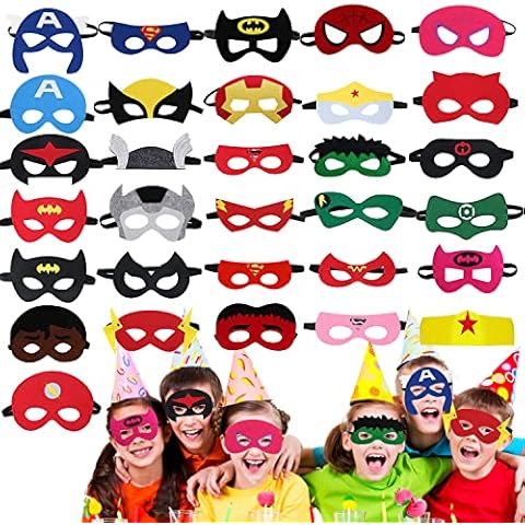 LGZIN 31 Stück Superhelden Masken, Filz Superhero Cosplay Party Masken, Kinder Cosplay Masken, Halbmasken Kinder, Filz Masken Cover