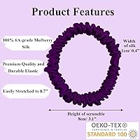 Vista 3 de Juego de 6 piezas de coleteros de seda 100% pura morera - 6 colores elegantes y chic, coleteros delgados de seda para rabo de caballo - Sin daños