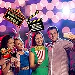 Hicarer 32 Pieces Movie Party Decorations Red Carpet Cutouts Cards Table Toppers Movie Theme Decor Double Sided Printing Golden Black Red for Night Party Supplies - Image 4