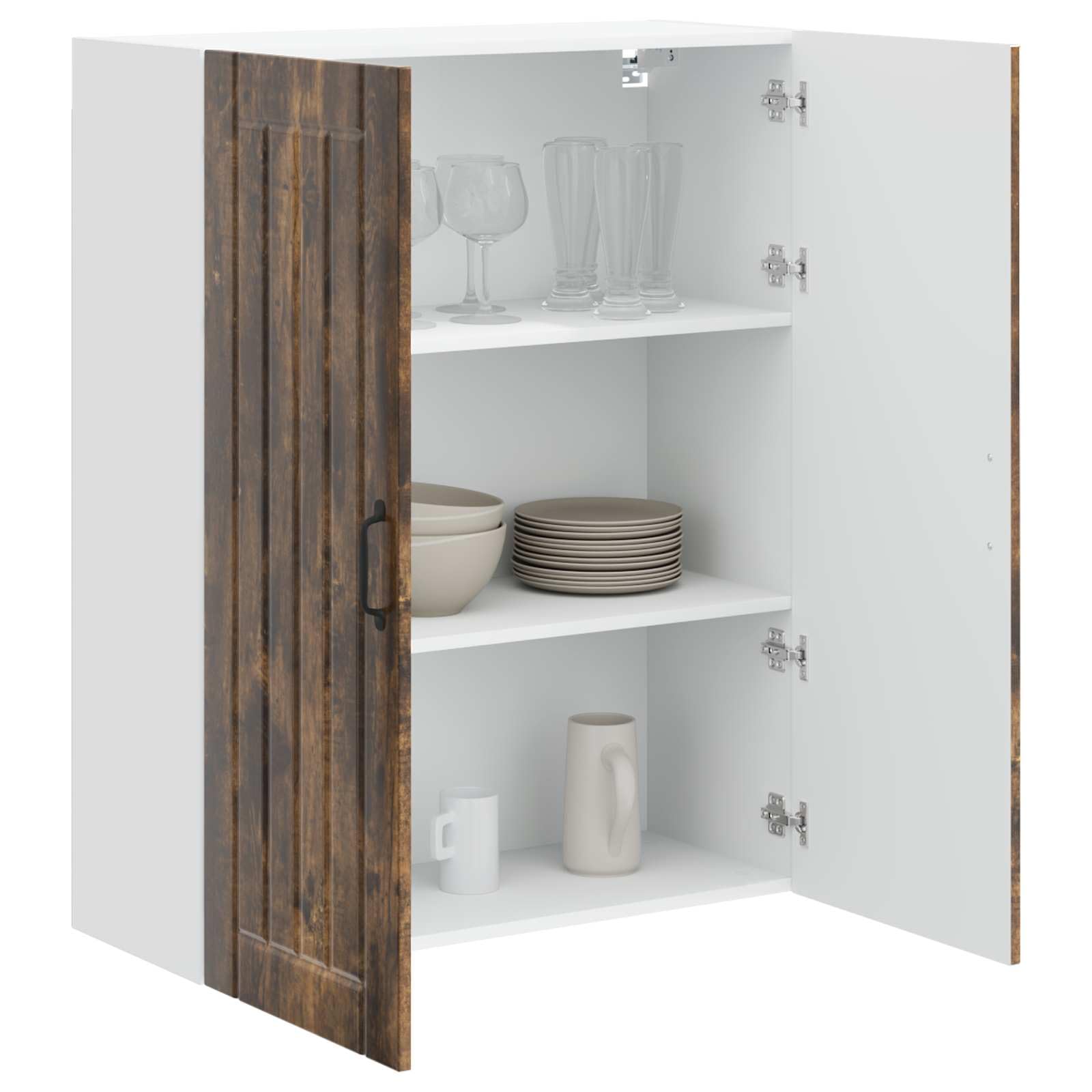 vidaXL Wall Cabinet LUCCA Smoked Oak 80 x 31 x 100 cm Engineered Wood, Modern Kitchen Solutions, Rectangular Wooden Panel, Durable Dishwasher Cover, Appliance Concealer, Space Saver Design — image 1