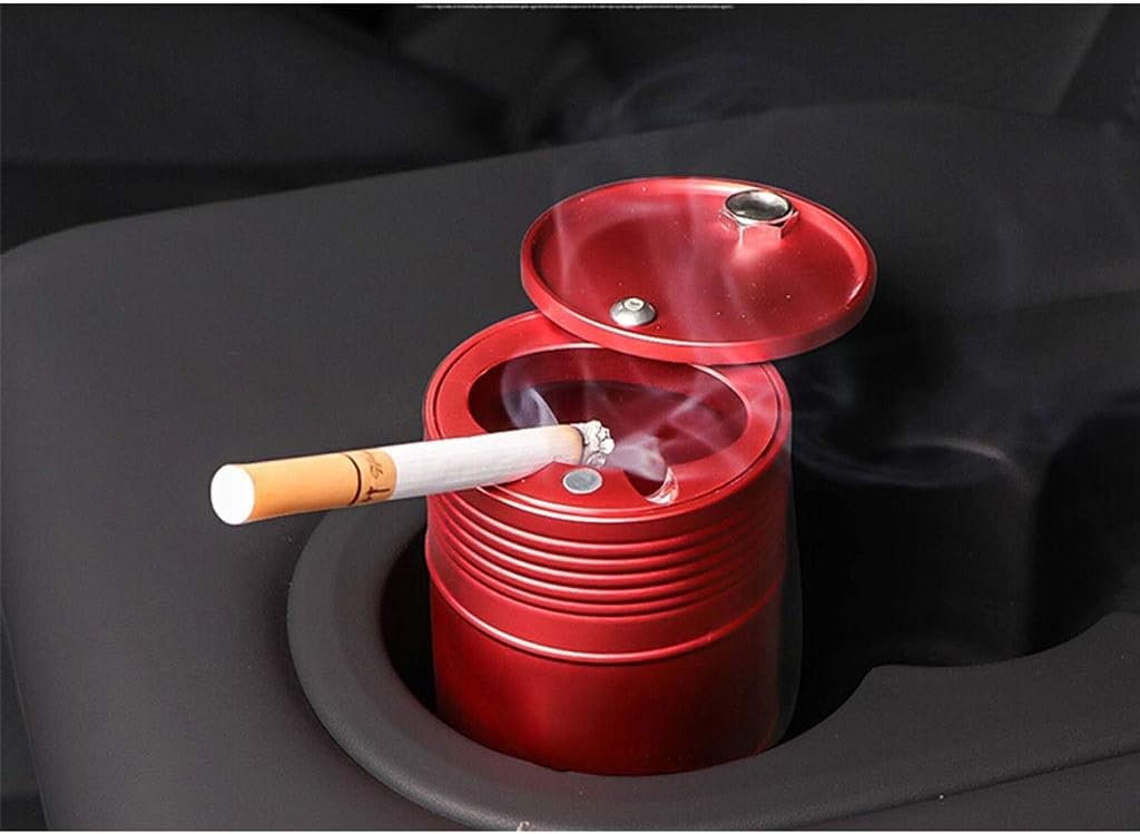 Ashtray Car Metal Ashtray with Lid Creative Office Small Ashtray Car with Ashtray Supplies Ornaments Ashtrays (Color : Black) (Black)