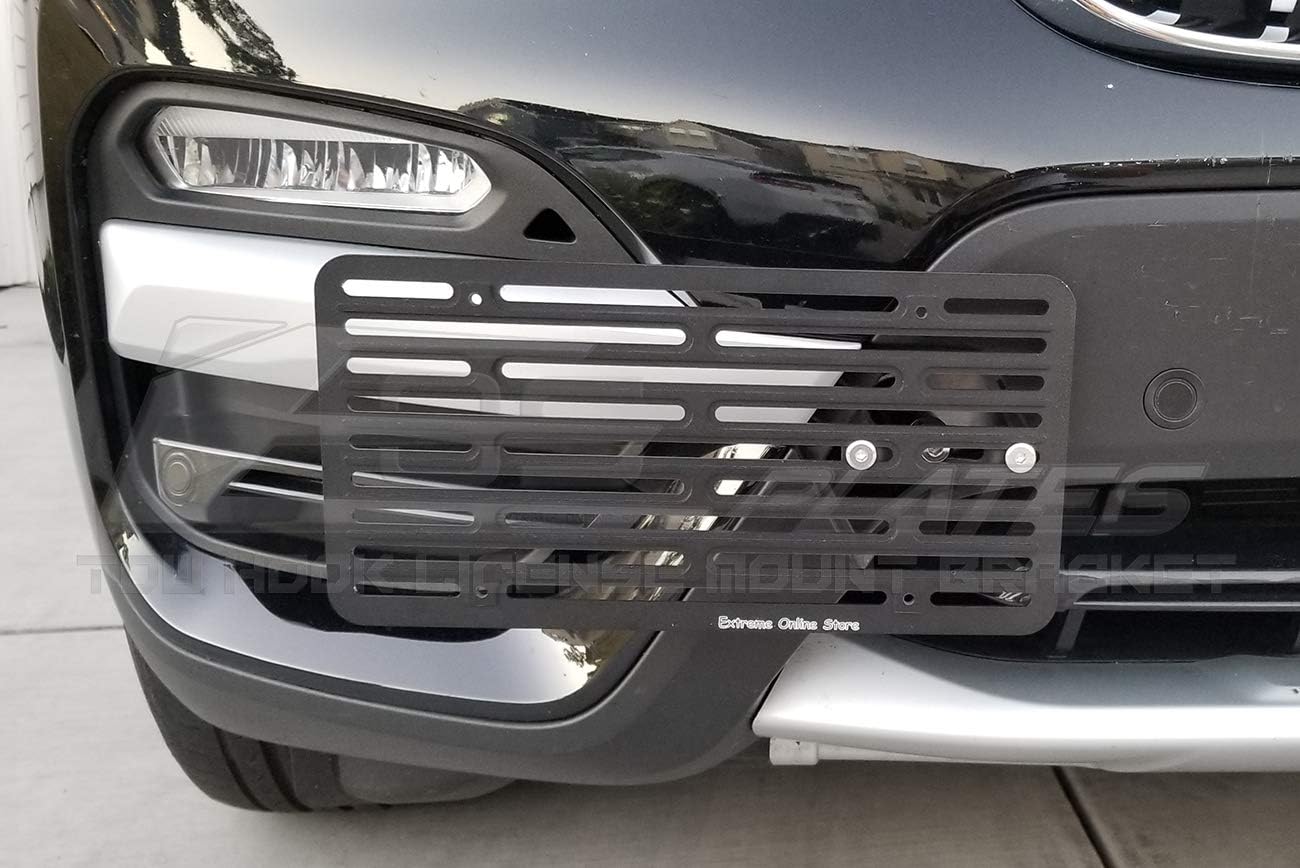 Extreme Online Store Replacement for 2018-Present BMW G01 X3 | EOS Version 2 Front Bumper Tow Hook License Plate Relocator Mount Bracket Tow-458-V2 (Full Size)