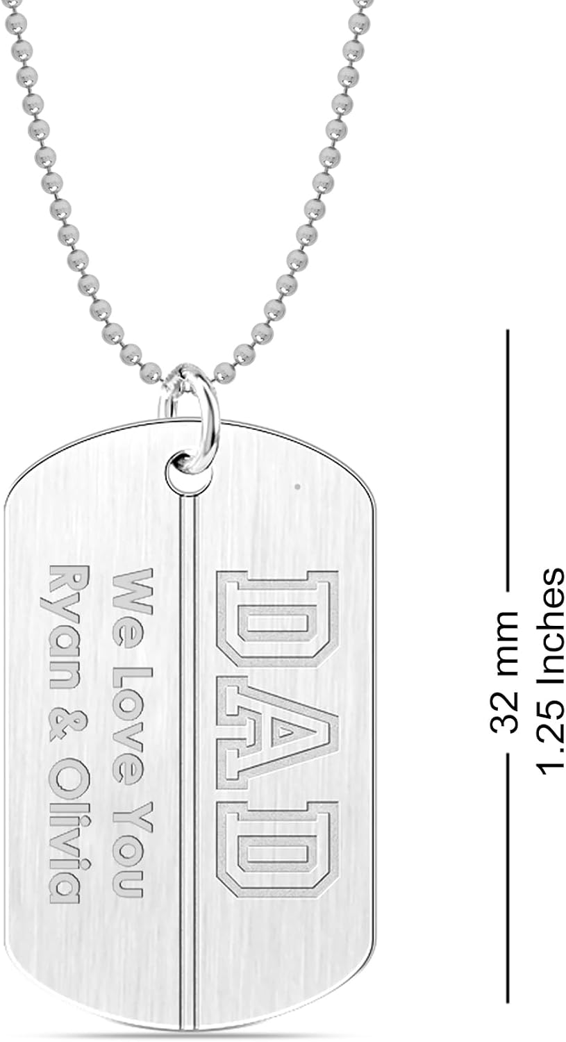 LeCalla Personalized Birthstone Gift for Wife, Mother, Cut-Out Initial, Adorned With a Paw, Best Friend, 4 Name and Message Engraved Customized CZ Dog Tag Pendant Necklace for Women