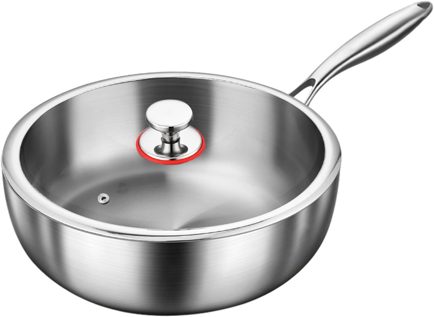 Titanium Pan, 11.81 Inch Non Stick Titanium Deep Frying Pans for Cooking, Durable Scratch-Resistant No-Coating Nonstick Skillet, Even Heating Frying Pans, Compatible with All Cooktops, With Lid