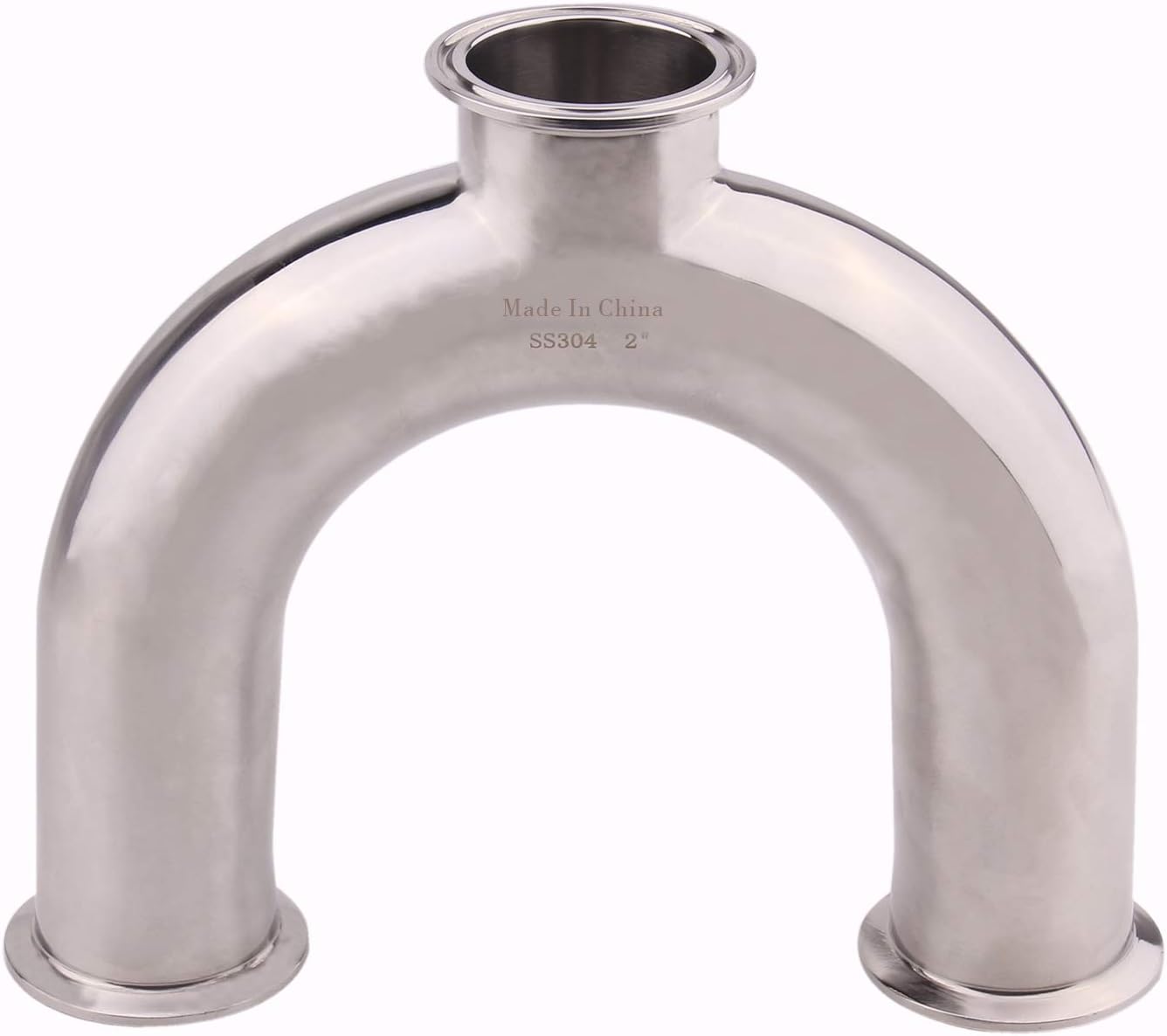 DERNORD 3 Way U Sanitary Ferrule Pipe Fittings Tri-Clamp Type Stainless Steel 304 (Pipe OD: 2 INCH)