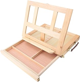 Cavalete de Artista Dobrável Ajustável, Pintura de Desenho, Caixa de Cavalete de Mesa Portátil, Cavalete de Madeira Com Gaveta