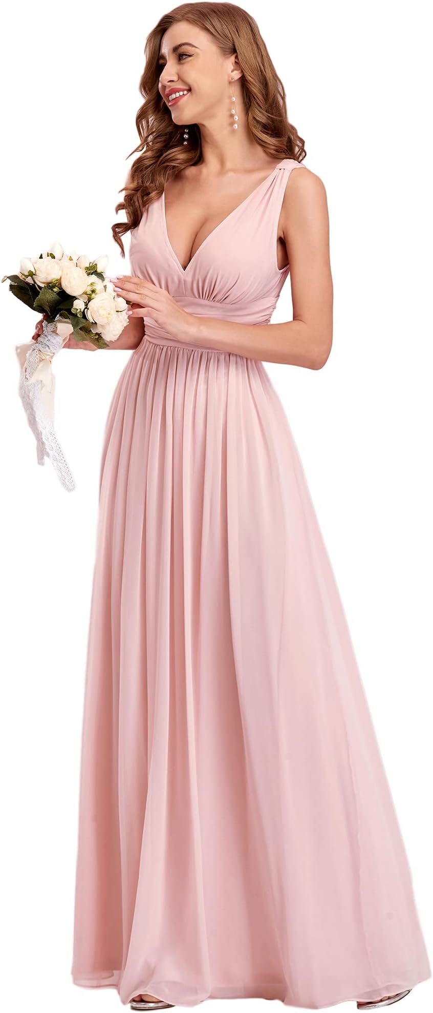 Ever-Pretty Womens Bridesmaid Dress V-Neck Sleeveless A Line Chiffon Floor Length Formal Dress 09016
