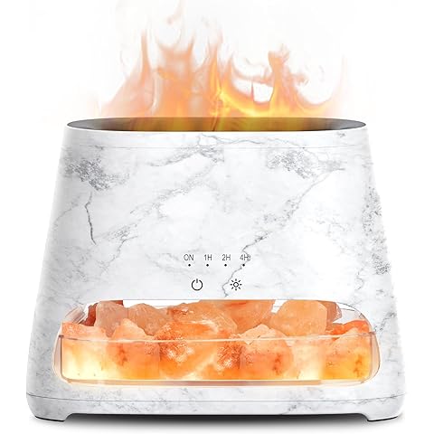 SALKING 2-in-1 Ultrasonic Essential Oil Diffuser & Himalayan Salt Lamp, Aromatherapy Diffuser Cool Mist Humidifier with 3 Brightness, Salt Therapy Lamp, 100% Pure Himalayan Salt Rock, 150ml (Marble)