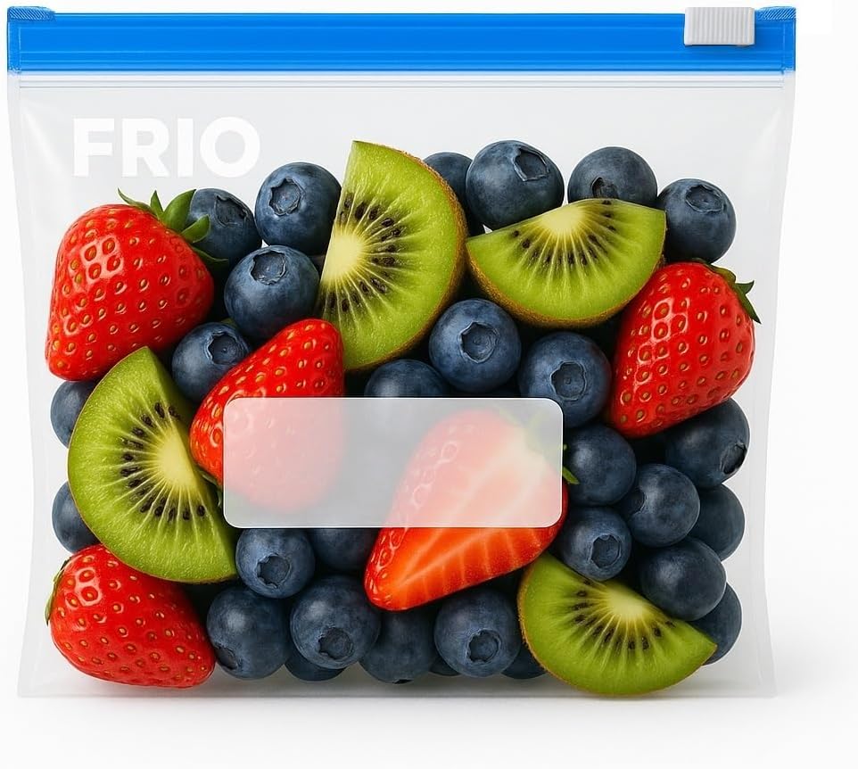 FRIO 80 x Food Storage Bags with Sliding Slider, Folding Bottom, 21 x 15 cm, for Storing, Freezer, Freshness, Reusable, Durable