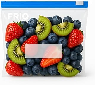 FRIO Gefrierbeutel mit Schieber – 80 Stück, 1,25 l, 21 x 15 cm, mit Faltboden, luftdicht, wiederverwendbar, robuste Zipper Beutel für Lebensmittel, Gefrierschrank & Vorrat