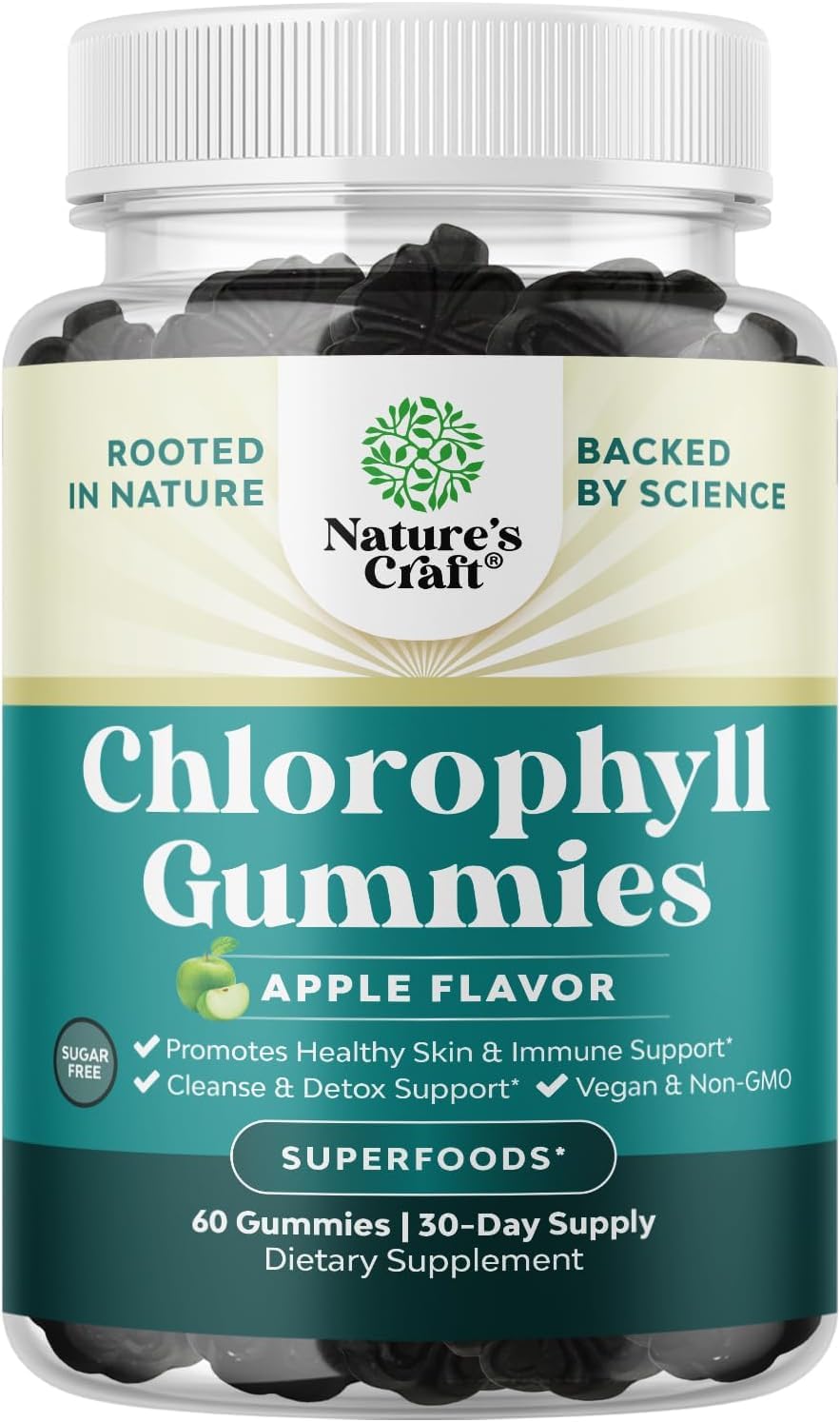 Chlorophyll Gummies for Women - Cleanse & Body Odor Support - 60 Count