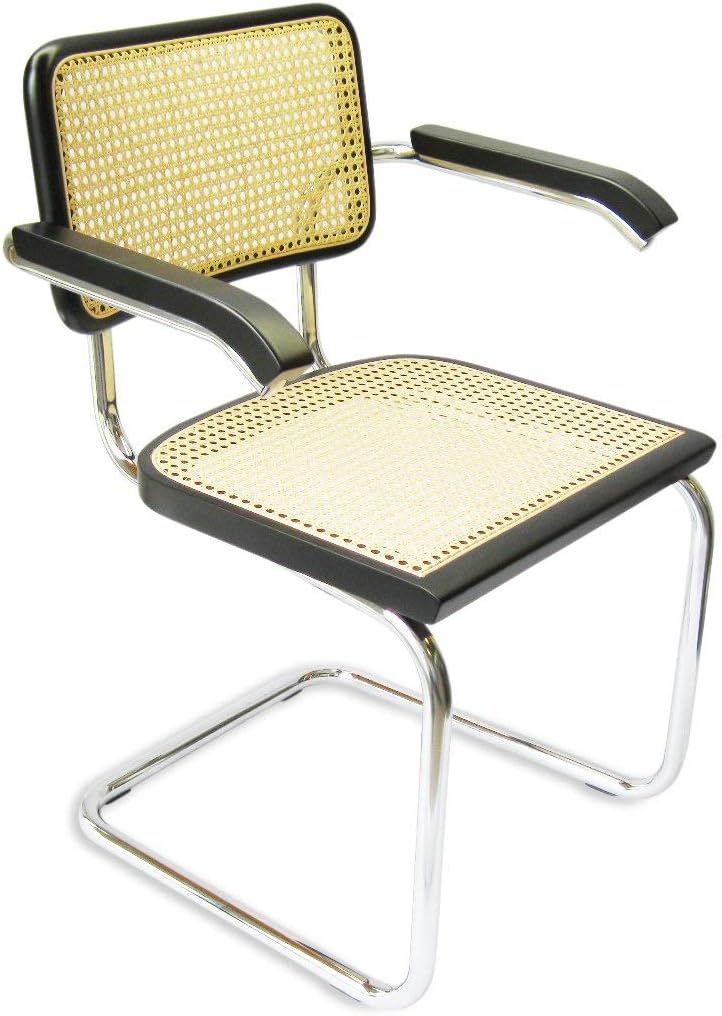 Marcel Breuer Cesca Cane Cantilever Armchair Arm Chair w/Chrome Frame & Black Wood (Made in Italy)