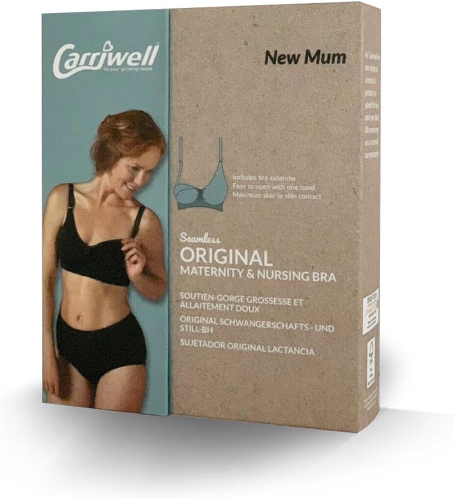 Carriwell Maternity and Nursing Bra, for Breastfeeding, Color: Black, Size: L