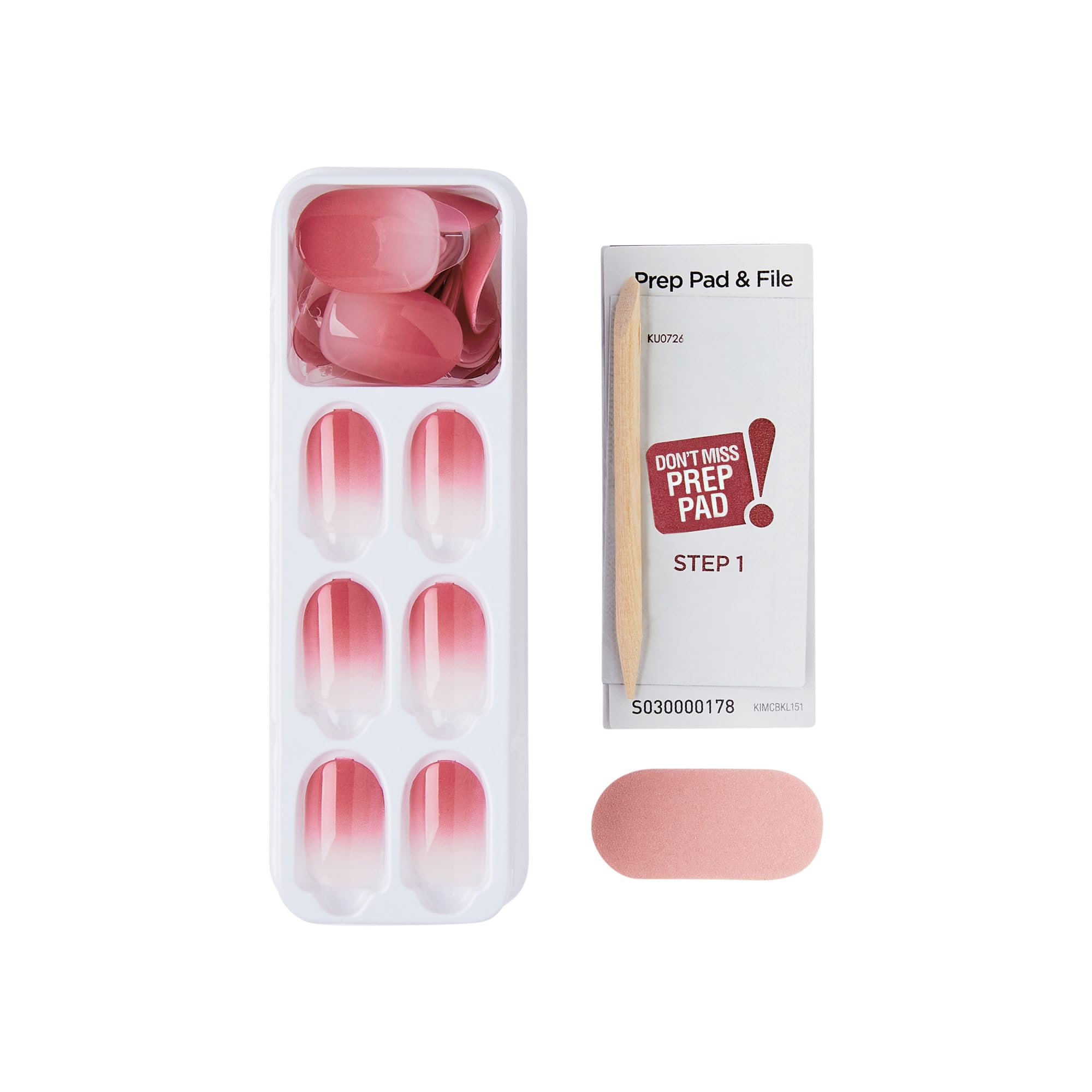 imPRESS Color Manicure, Samoprzylepne Paznokcie, Model "Beat The Heat", 30 Sztuk - Różowe Ombre/Baby Boomer, Krótki Owal (Bez Kleju, Gotowe w Minutę)
