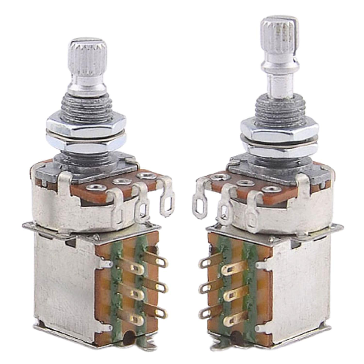 KHLESBY 2PCS Metric 18mm B500k Push Pull Guitar Pots Linear Taper Split Shaft Potentiometers for Electric Guitar or Bass(2 Pcs) (A500K)