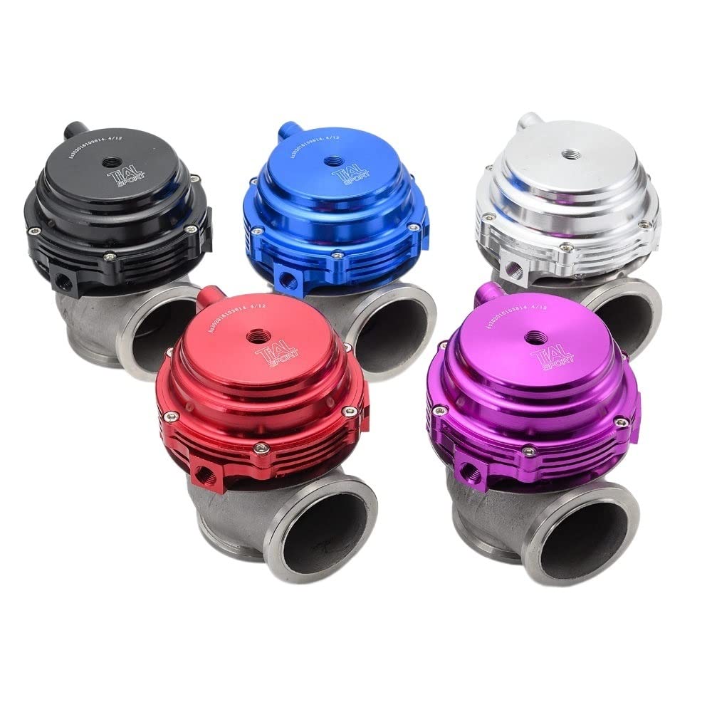 VáLvulas De Escape Kit de válvula de descarga externa de banda en V de 44 mm 24PSI Turbo Wastegate con brida de banda en V Valvula De Descarga(Purple)