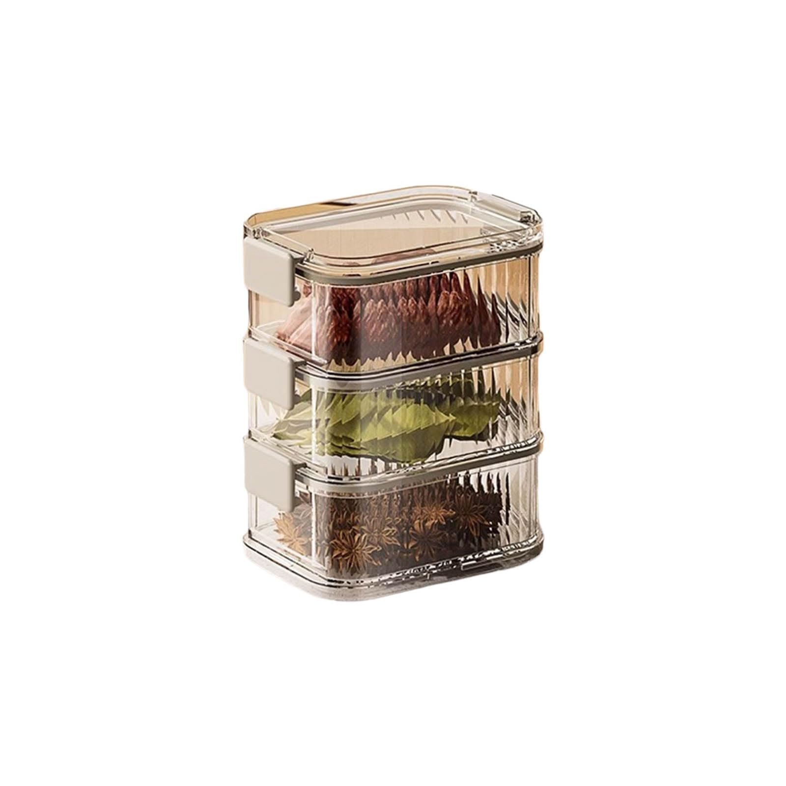 CARISSETT Transparency Multi Tiers Spices Organiser Leakproof Container Stackable Kitchen Storage Box For Salt Pepper Seasonings Seal Proof Box With Clear Window